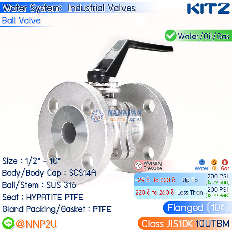 Stainless Steel Ball Valve KITZ Type 10UTBM Class JIS10K Size 1.1/2